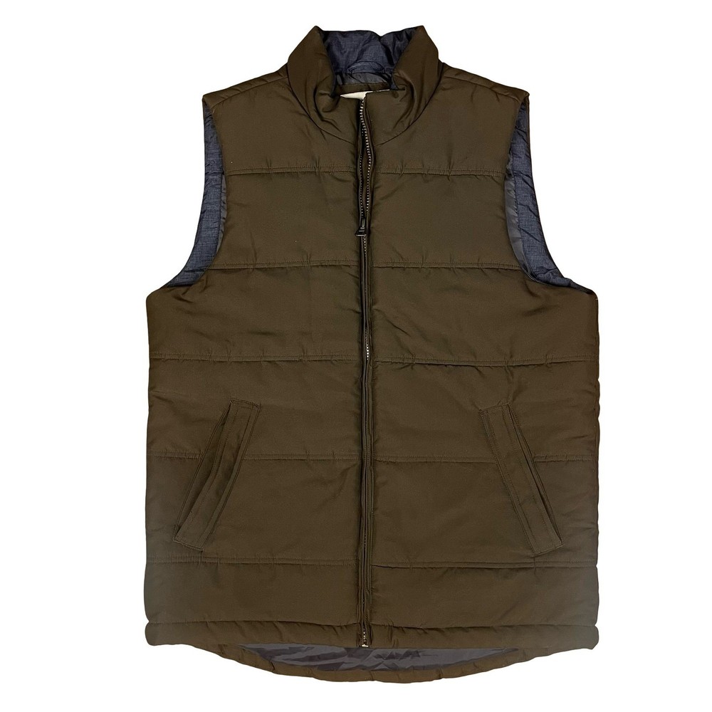 Weatherproof Vintage Mens Brown Puffer Vest Full Zip Quilted Jacket Size Medium