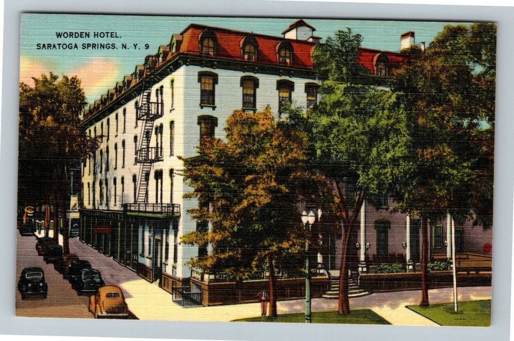 Saratoga Springs NY-New York, Worden Hotel Antique Vintage Souvenir Postcard
