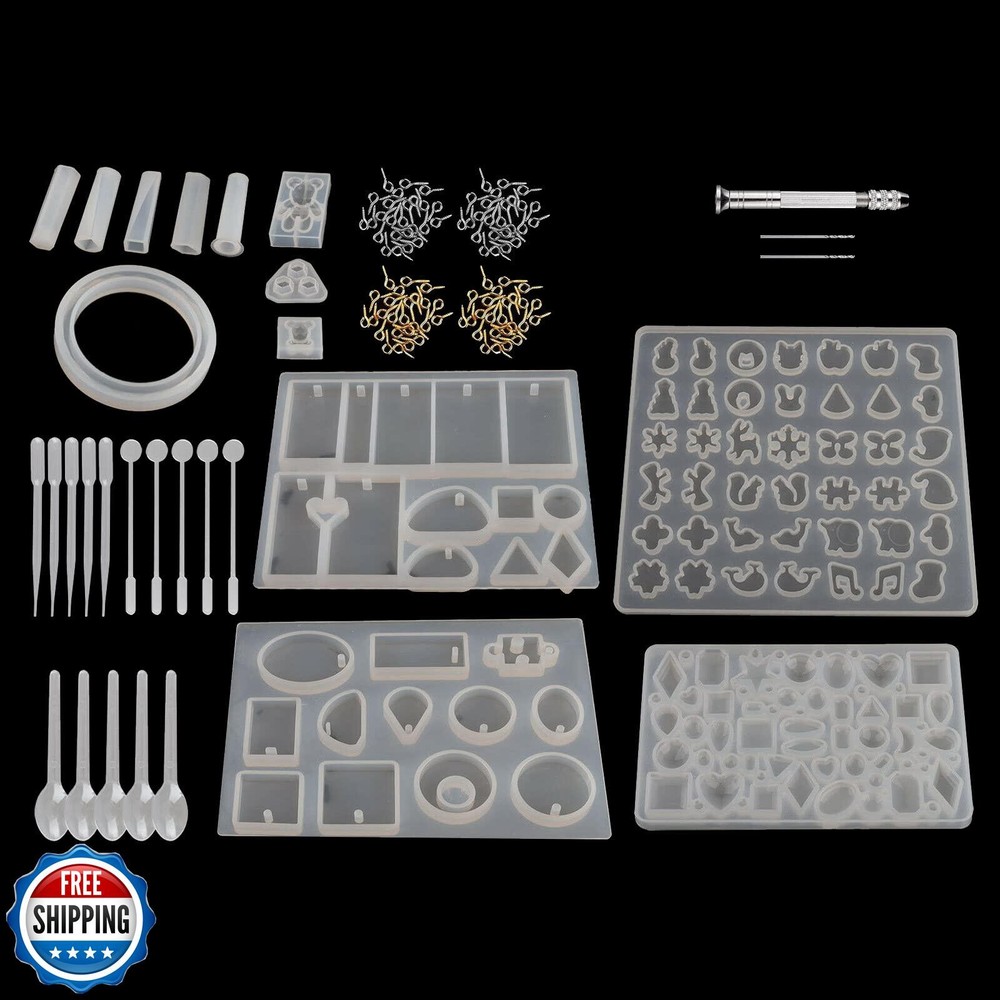 BRAVECOW 229Pcs DIY Jewelry Making Kit with Silicone Molds & Epoxy Resin for Crafting