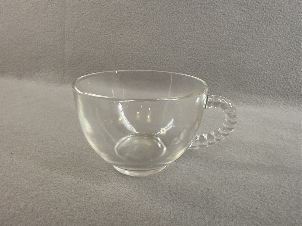 Vintage Hazel Atlas Orchard Clear Glass Snack Cup featuring a distinctive beaded