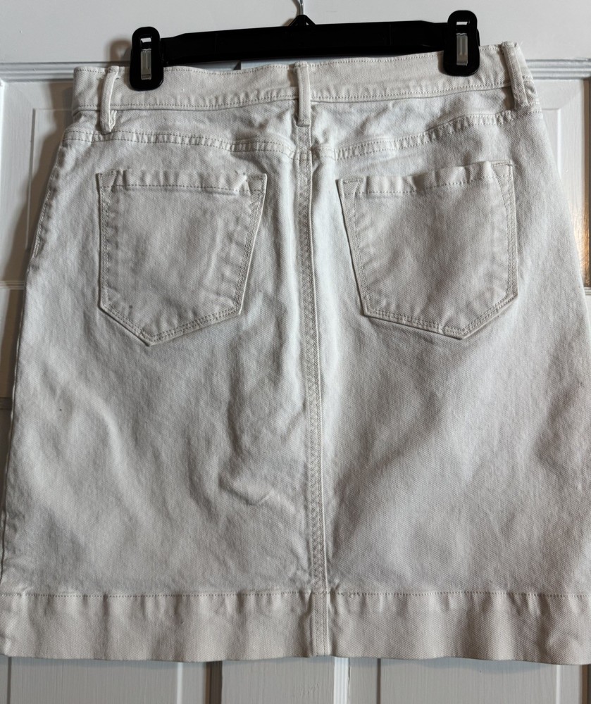 Loft White Denim Button Front Skirt Women's Size 6 Summer Must Have