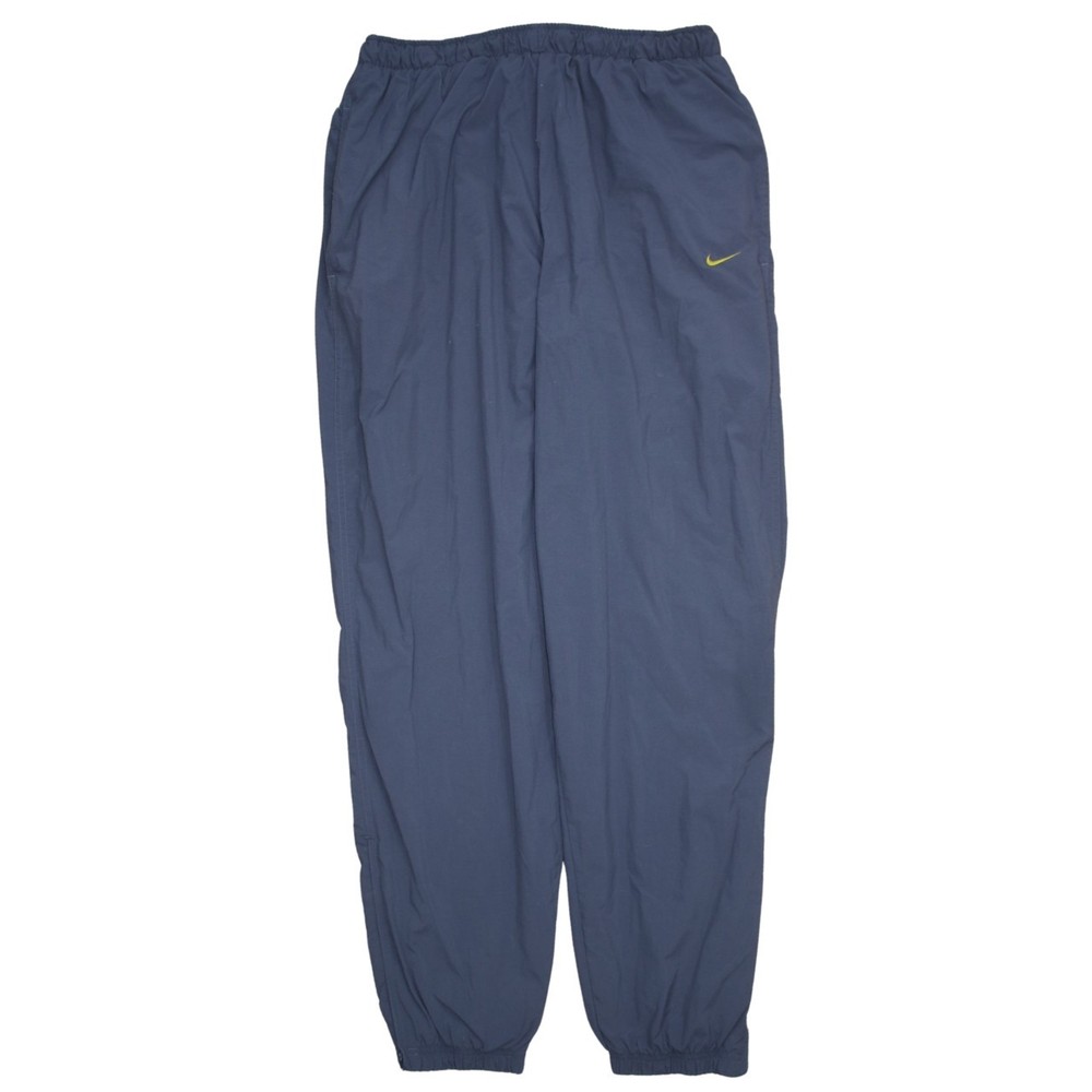 Nike Mens Track Pants Navy Blue Nylon Embroidered Swoosh Elastic Waist Tapered L