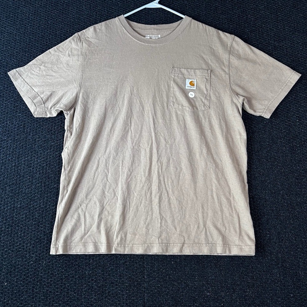 Carhartt Mens Loose Fit T-Shirt Short Sleeve Tan Cotton Pocket M