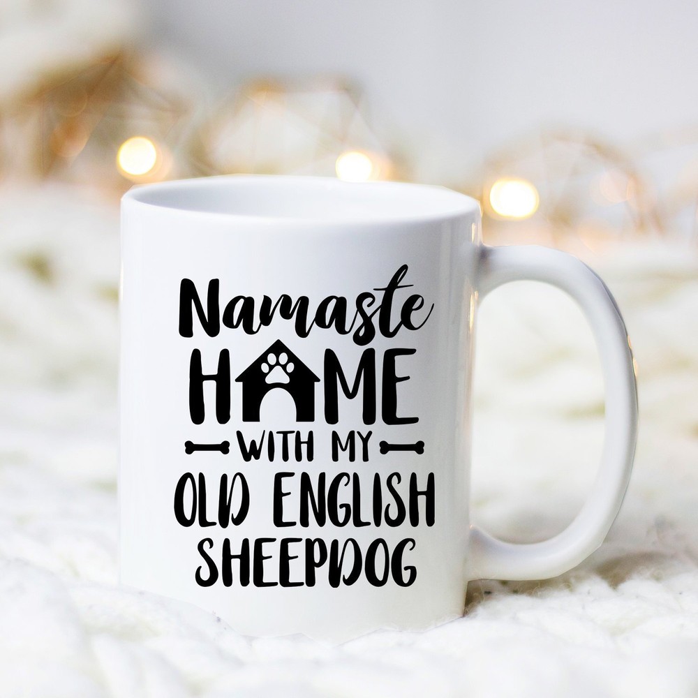 Namaste Old English Sheepdogs Mug Old English Sheepdog Mug English Sheepdog Gift