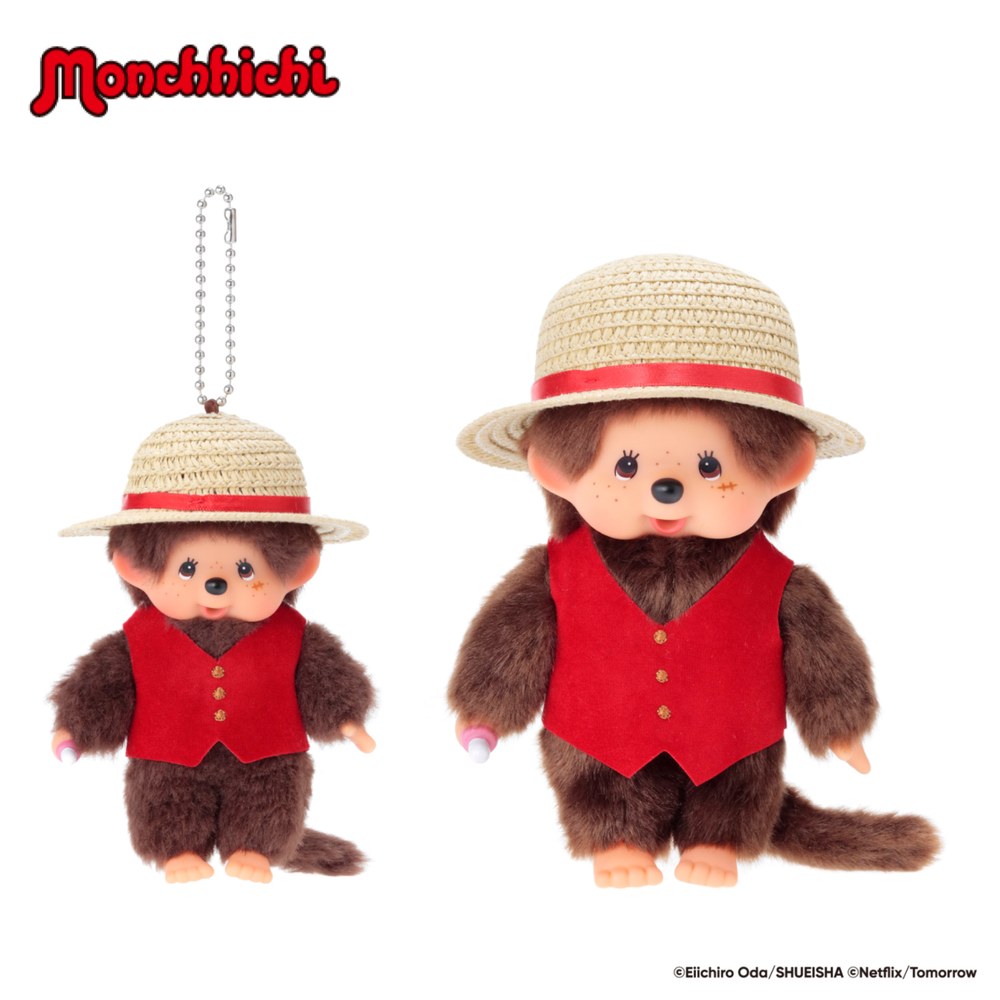 Monchhichi x Netflix ONE PIECE Luffy Plush & Keychain 2pcs Set Japan Limited PSL
