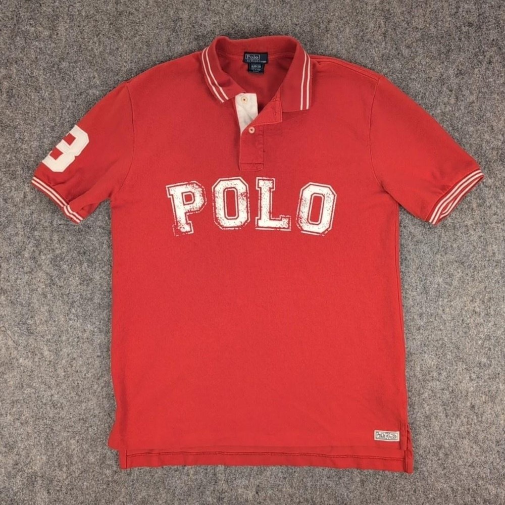 Polo Ralph Lauren Polo Shirt Boys XL 18-20 Red POLO 3 Graphic Cotton Pique Knit