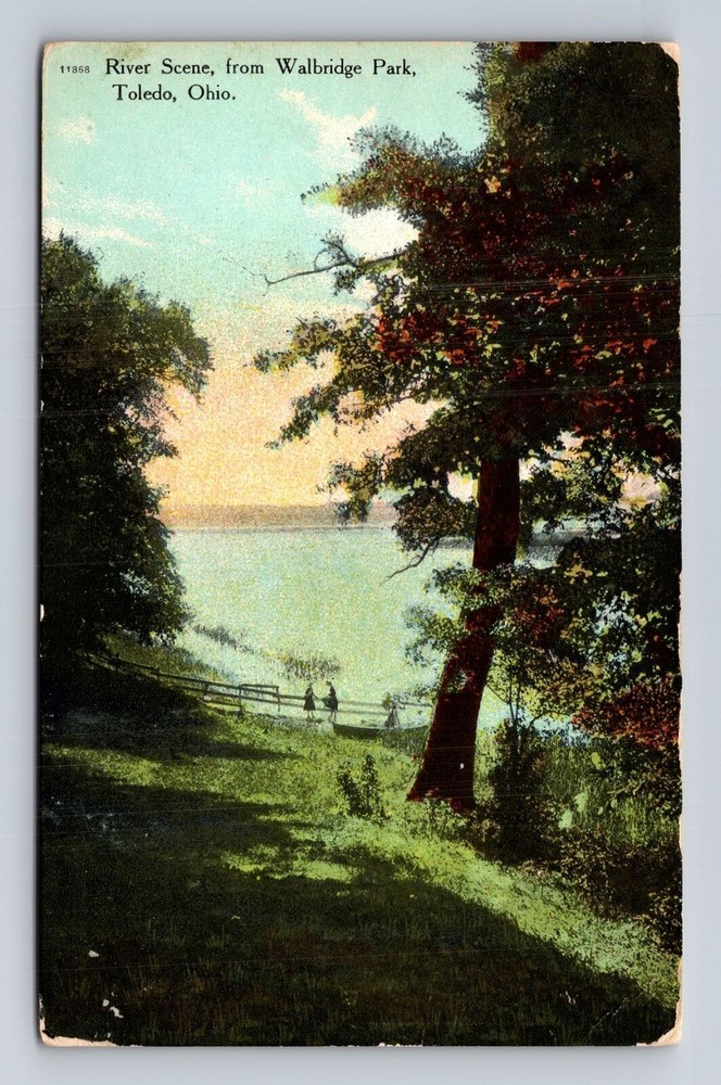 Toledo OH-Ohio, River Scene From Walbridge Park, Antique, Vintage c1909 Postcard