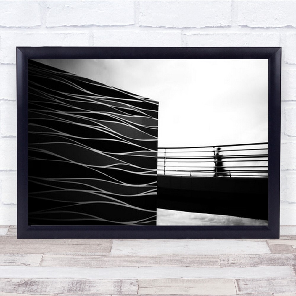 Wavey Square Structure Rails Shadow Person Wall Art Print