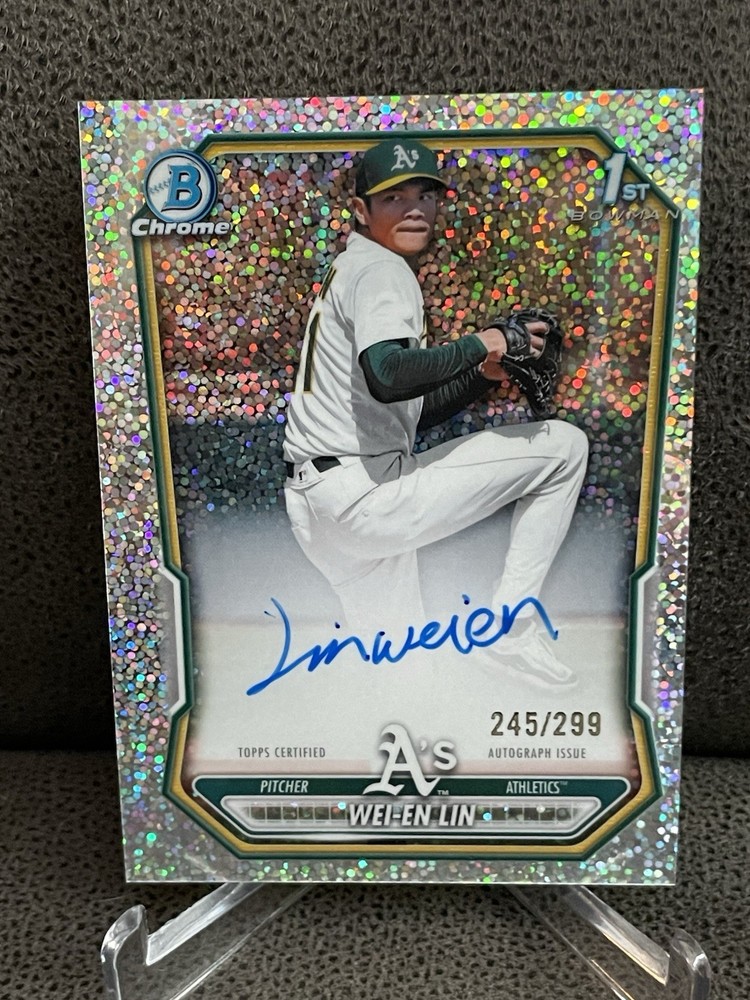 🔥Wei-En Lin 2026 Bowman Chrome 1st Speckle Refractor Auto #/299 A's