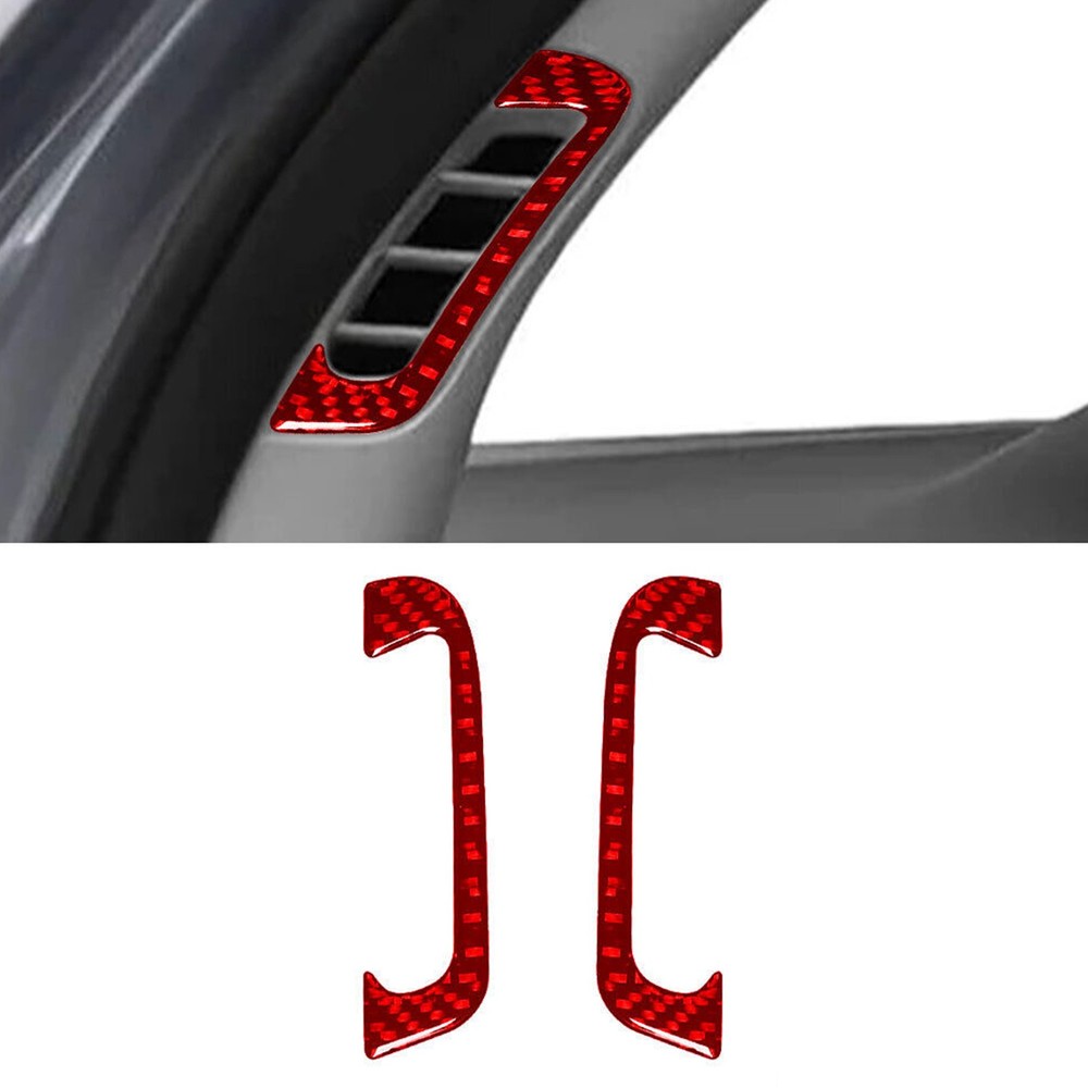 2Pc Red Carbon Fiber Interior A-pillar Air Vent Cover Trim Fit For Dodge Durango