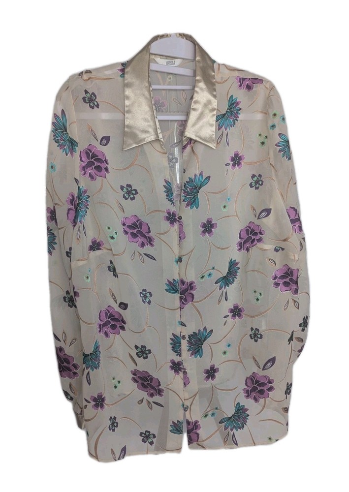 Marks & Spencer Womens Long Sleeve Sheer Blouse Size 20