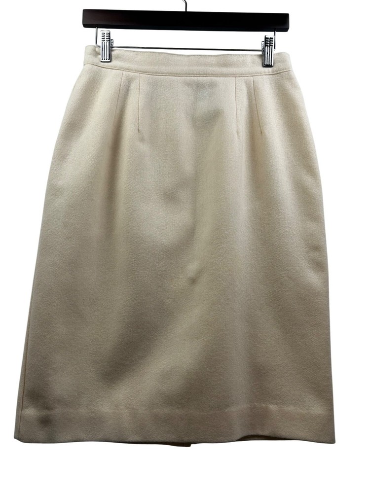 Vintage PANTHERA Cream Ivory Old Money Luxury Cottage Timeless Wool Skirt Sz 8
