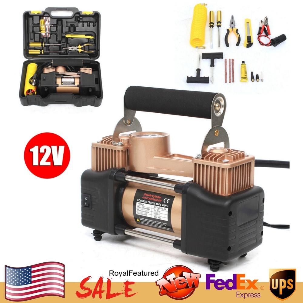 Heavy Duty 150PSI Dual Cylinder Air Tire Inflator for Cars and Trucks