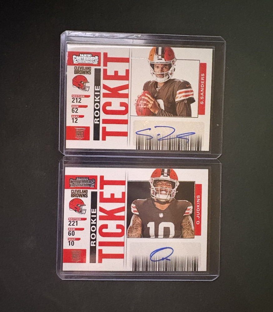 Panini 2025 Browns Rookie Ticket Autos 2-Card Lot Sanders & Judkins Variations