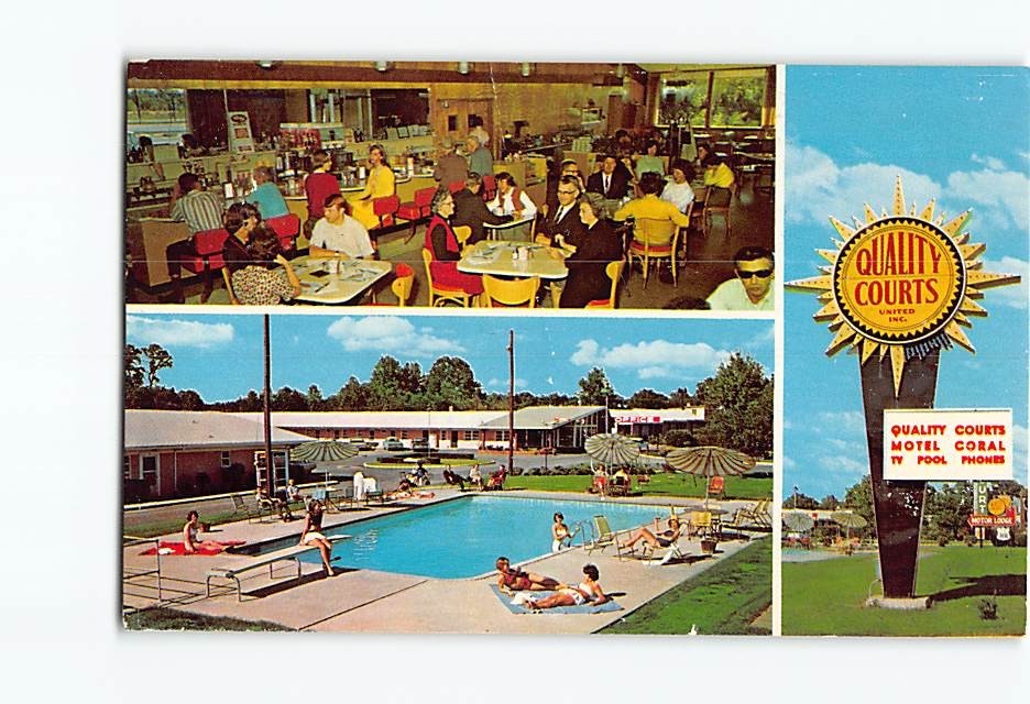 Postcard Quality Courts Motel Coral & Restaurant Rocky Mount North Carolina USA