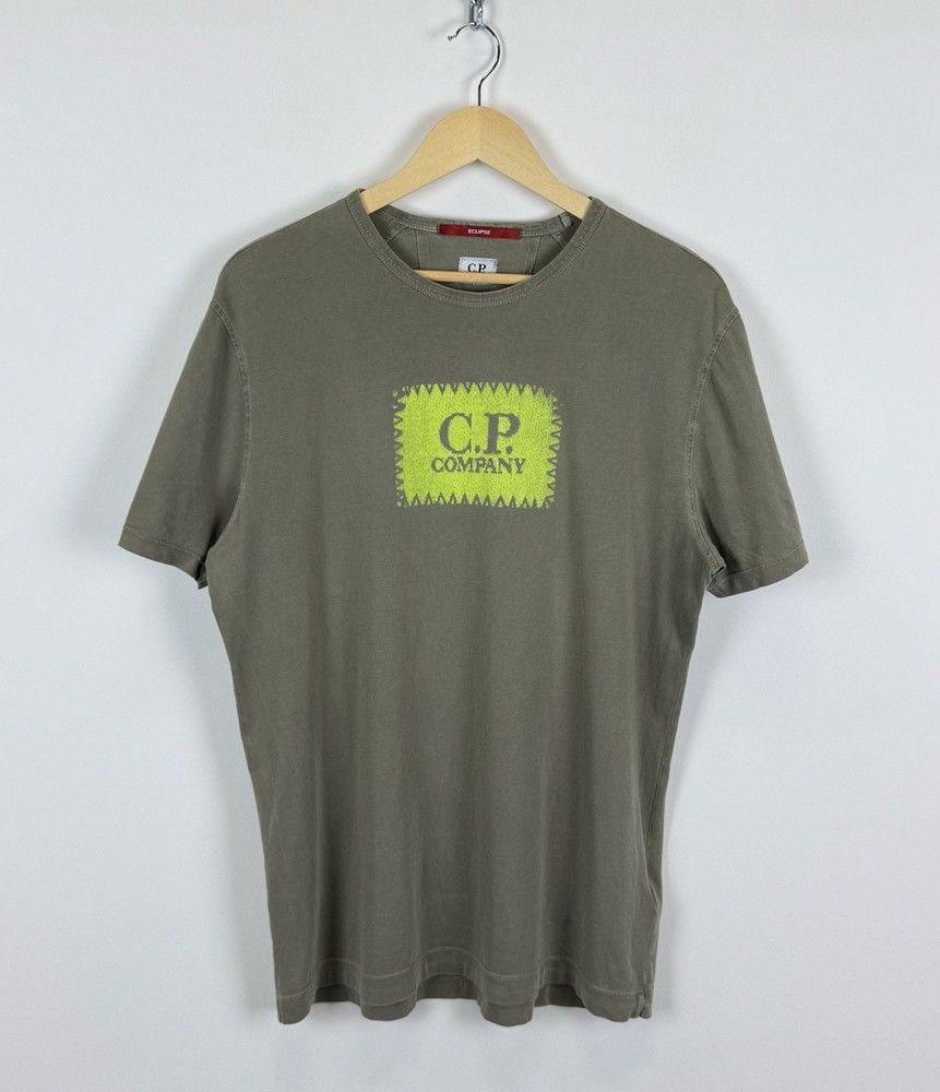 CP Company Eclipse Big Logo Short Sleeve T-shirt Men’s Size L Khaki Green Casual