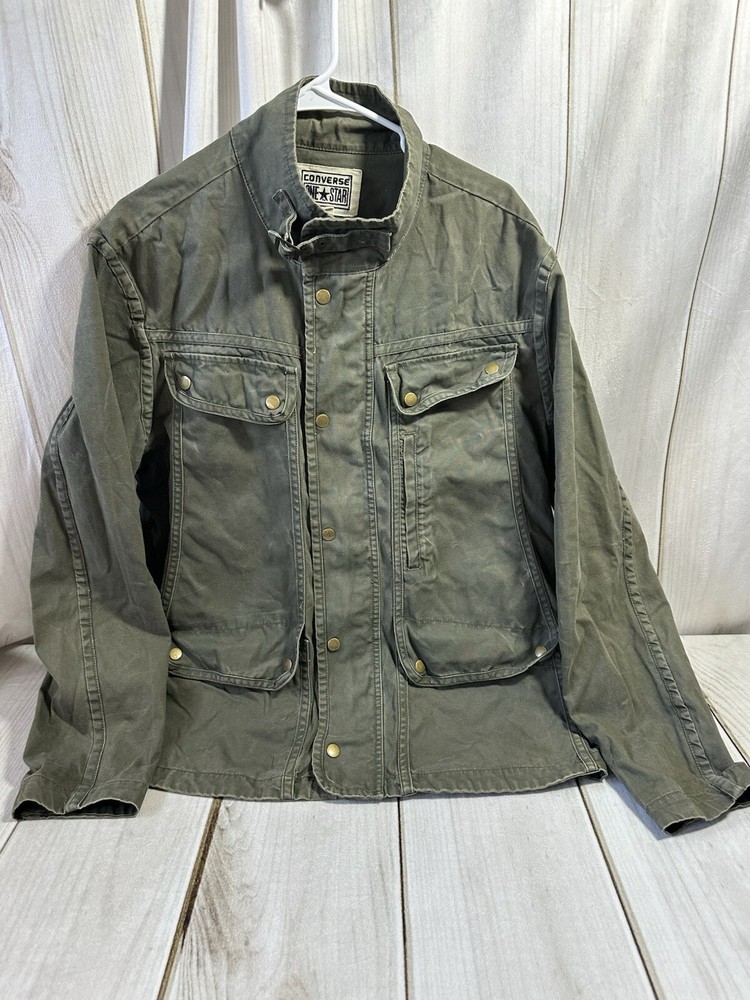 Converse One Star Women's Large Military Green Cargo Jacket  Utility Distressed