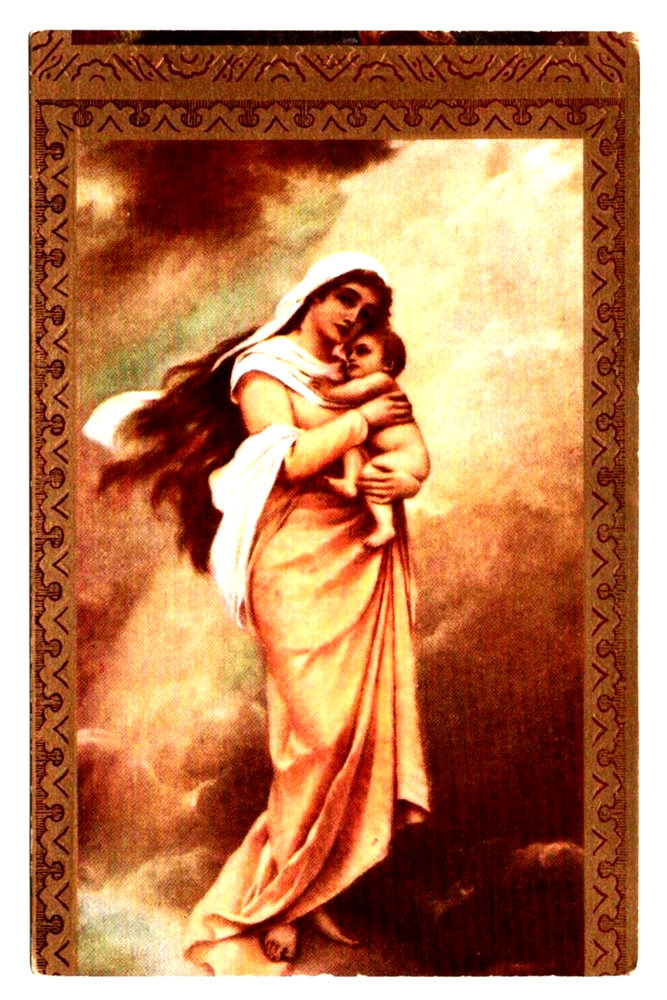 Vintage Madonna and Child Postcard Cuno von Bodenhausen Rare Printing Error