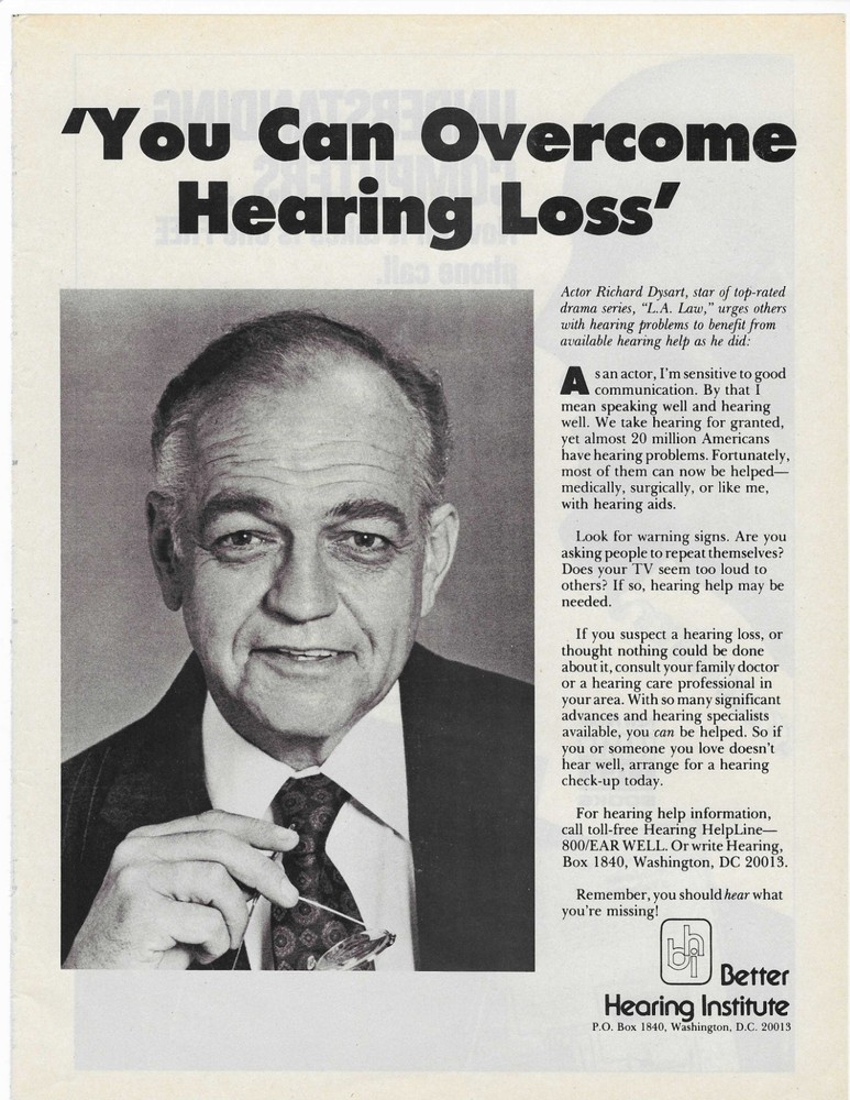 Richard Dysart  Better Hearing Institute  Original Print Ad