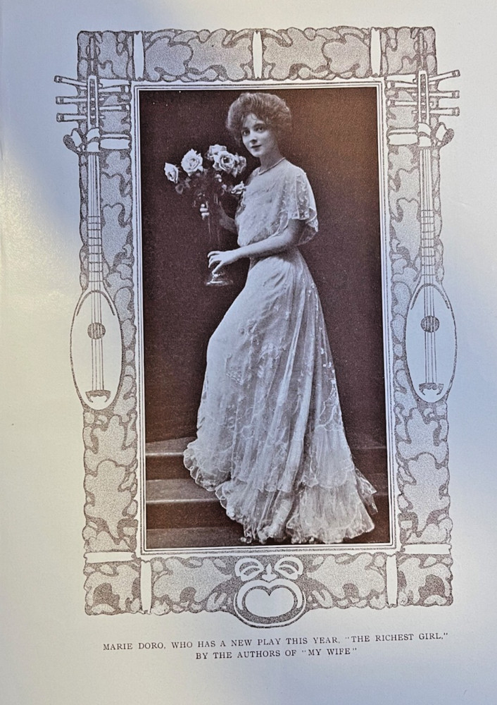 1908 Vintage Magazine Illustration Actress Marie Doro