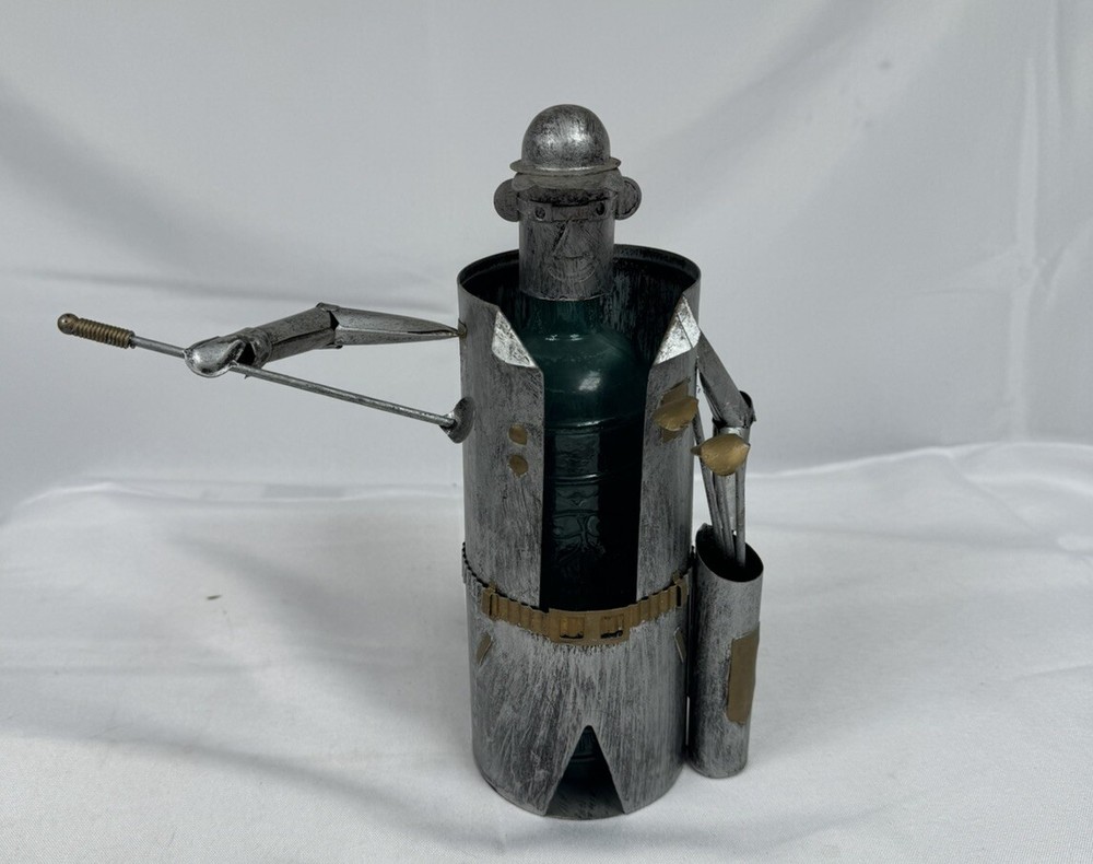Golfer Metal Wine Liquor Bottle Holder Barware Golfing Unique Wine Bottle Person