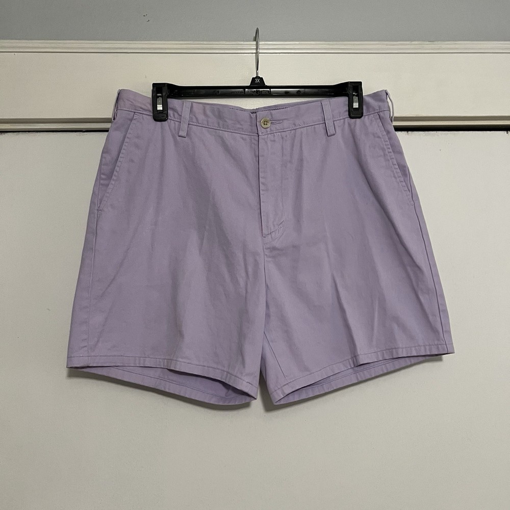 Nautica Flex Shorts Men 36W Chino Flat Front Clipper Shorts Classic Fit Lavender
