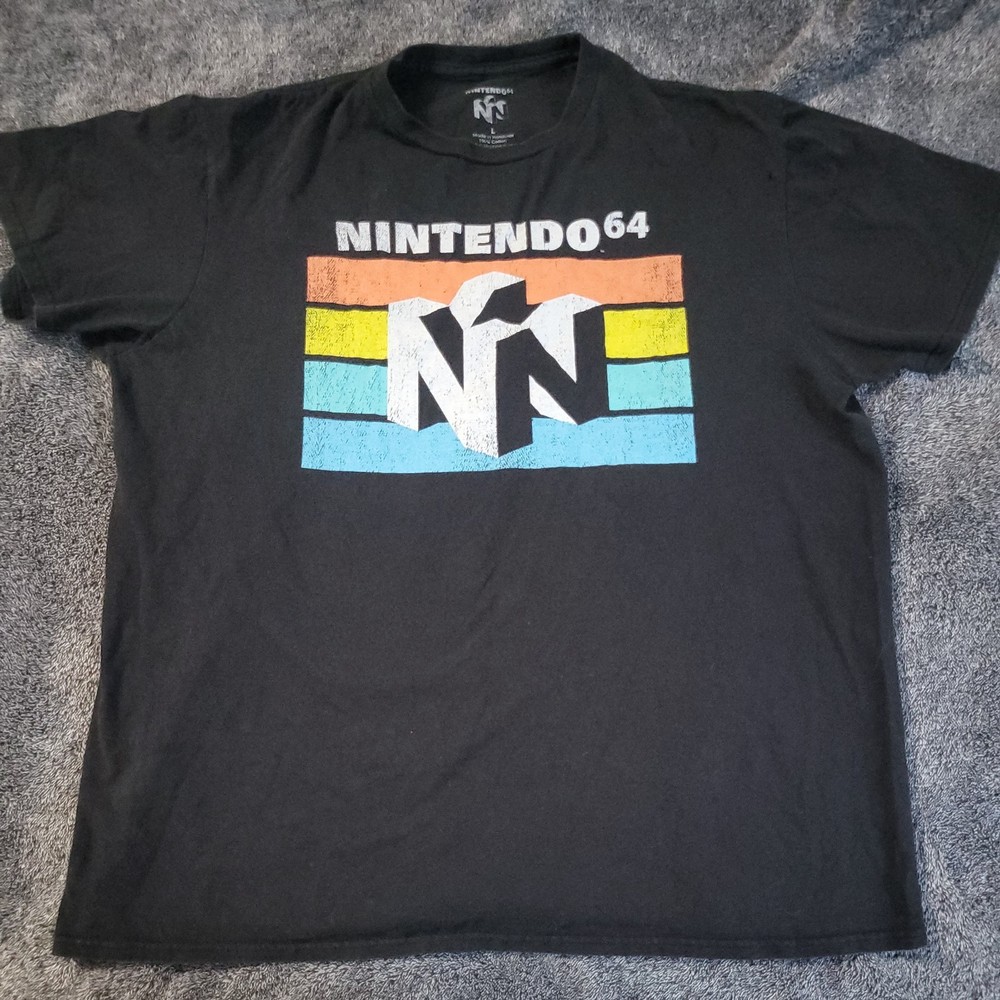 Nintendo 64 Men's Casual Retro Classic N64 Logo Vintage Mens Black T-Shirt Large