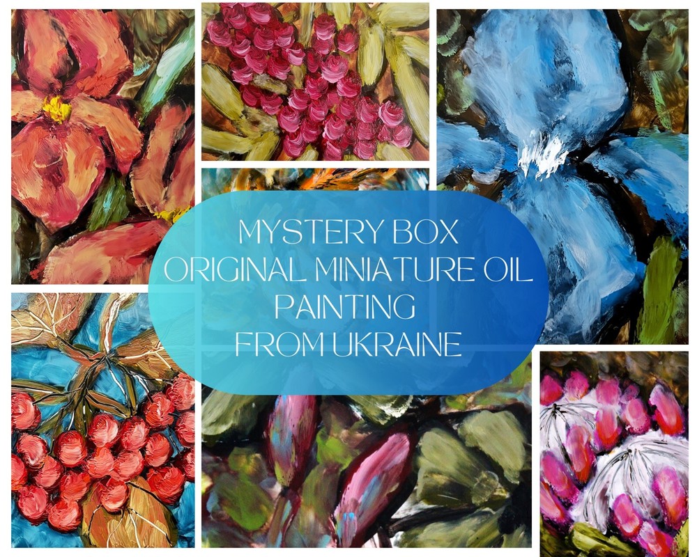 Ukrainian Art Gift Original Signed Mystery Miniature Oil Painting Donation Art