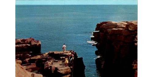 Acadia Nat'l Park Thunder Hole ME: 1950s Curt Teich Postcard; Ocean View-image
