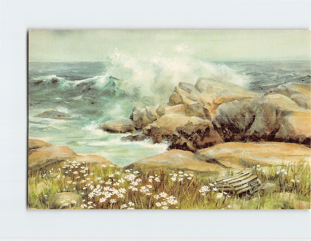 Postcard Rocky Coastal Scene Painting/Art Print