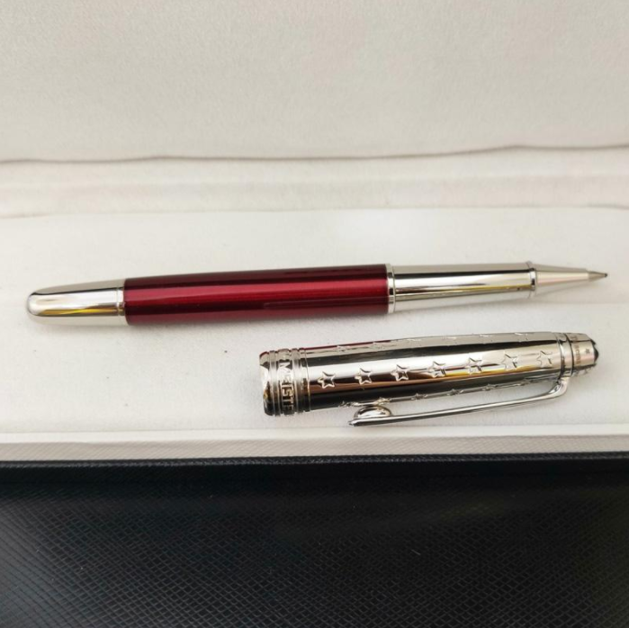 Deluxe Metal Star Series Red - Silver Color 0.7mm Rollerball Pen No Box