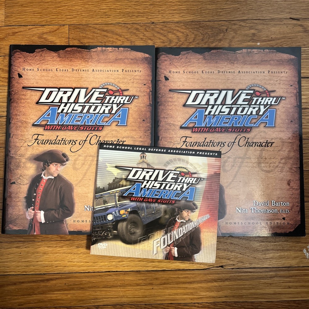 Drive Thru History AMERICA: FOUNDATIONS OF CHARACTER Textbooks & DVD Homeschool