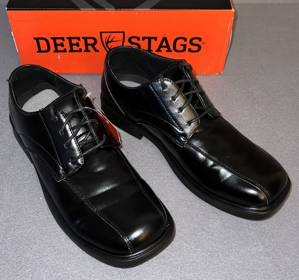 Deer Stags Black Htec Gabe Mens Shoes Size 7 M Lace up Square Toe NIB