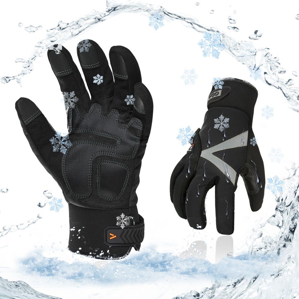 Vgo 1/2Pairs -4℉ Lined Touchscreen Waterproof Winter Work Gloves (SL8777FW-B/-Y)