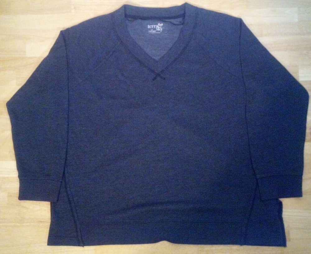 Terra & Sky Women's Sweatshirt Black-Soot Long Sleeves Plus Size 1X