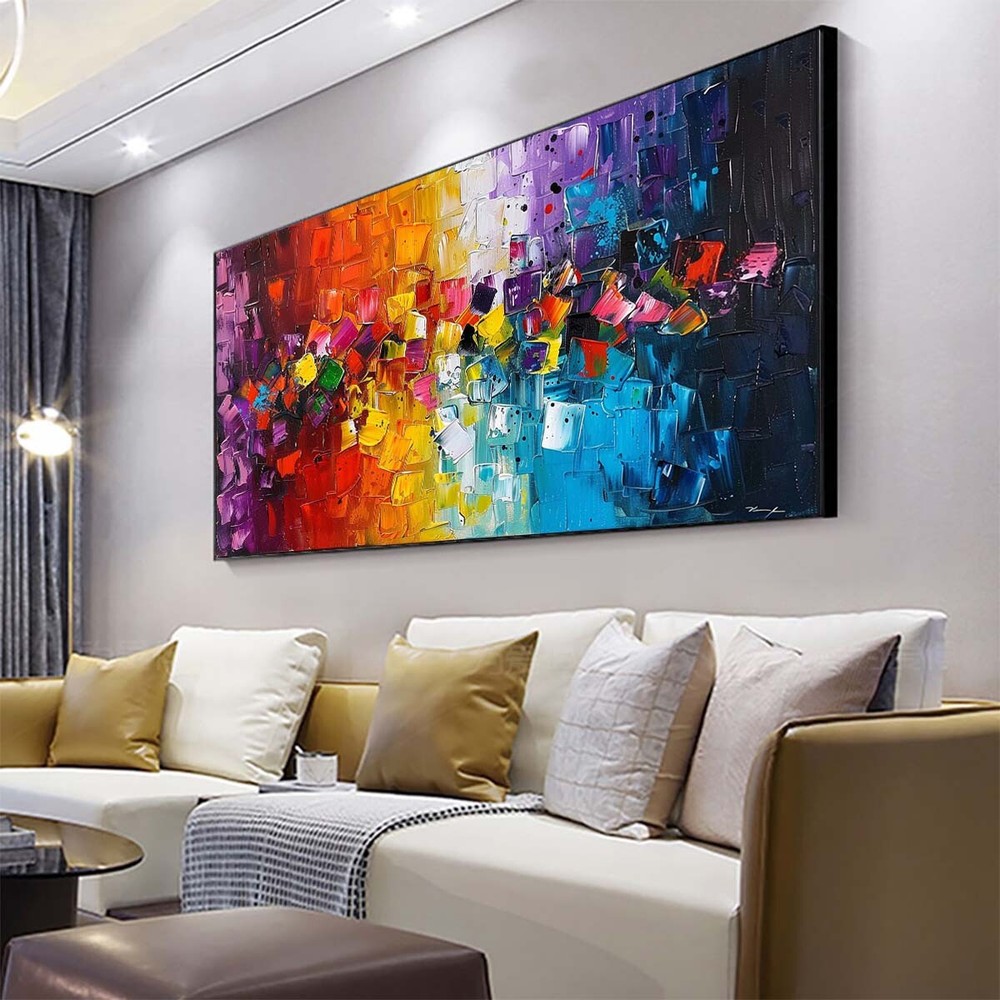 Original Handpainted Texture Abstract Oil Paintings On Canvas Home Decor blue