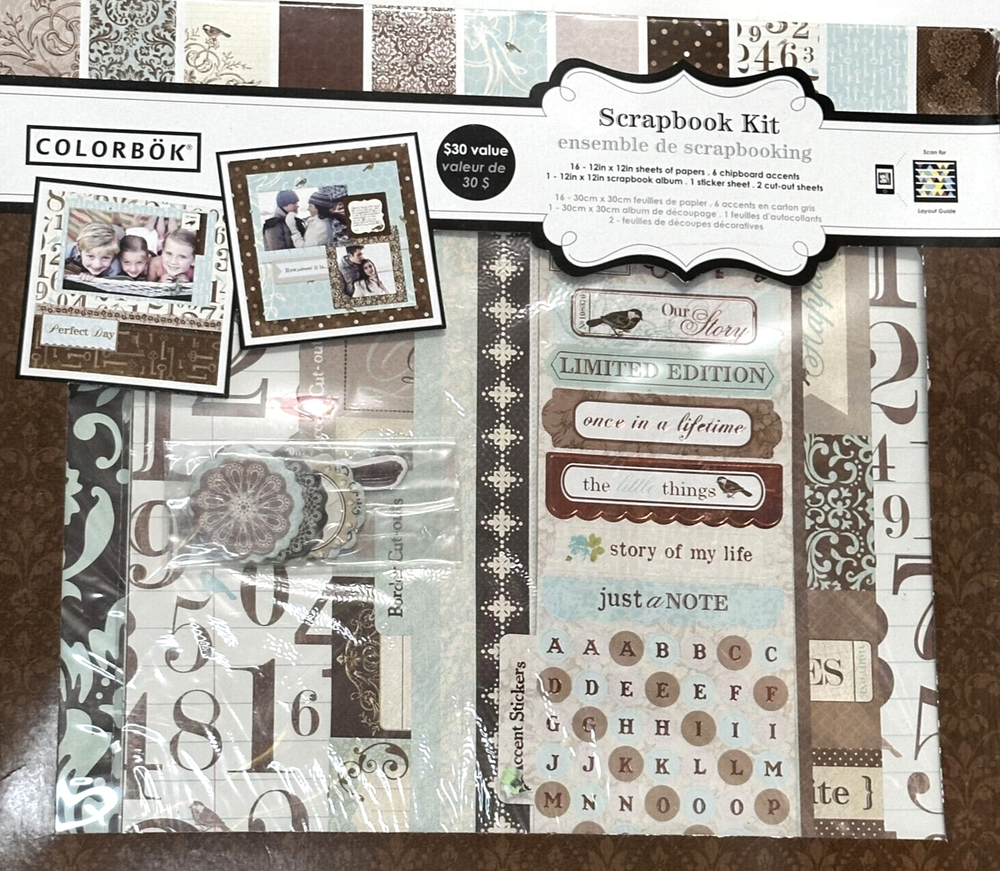 Scrapbook Kit Shabby Chic 12x12 Album Colorbok Cutouts Stickers. NEW IN BOX