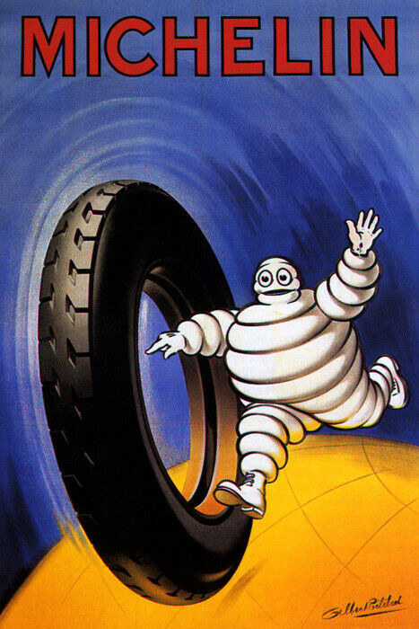 Vintage French Michelin Car Tires Automobile Poster Reproduction