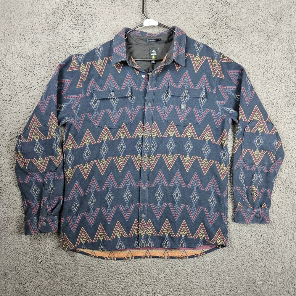 Roark Manawa Tapu Mens XL Organic Cotton Southwestern Snap Front Shirt Jacket