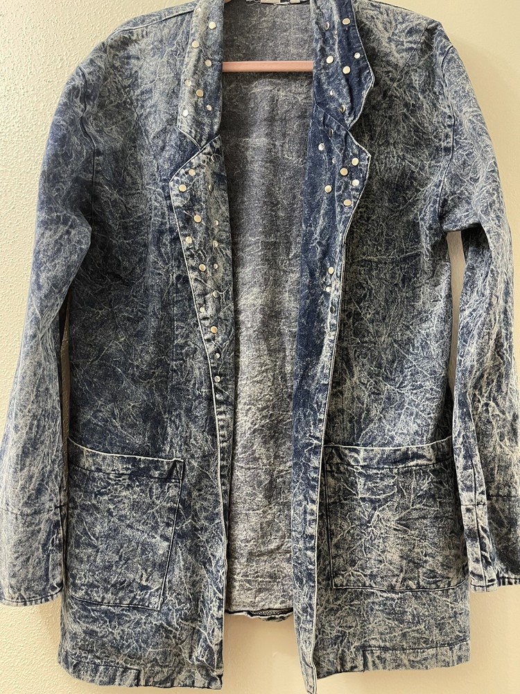 Acid Wash Silver & Rhinestone Blazer-image