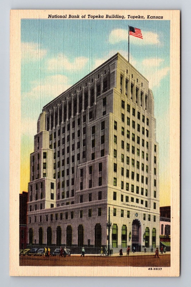 Topeka KS-Kansas, National Bank of Topeka Building, Antique Vintage Postcard