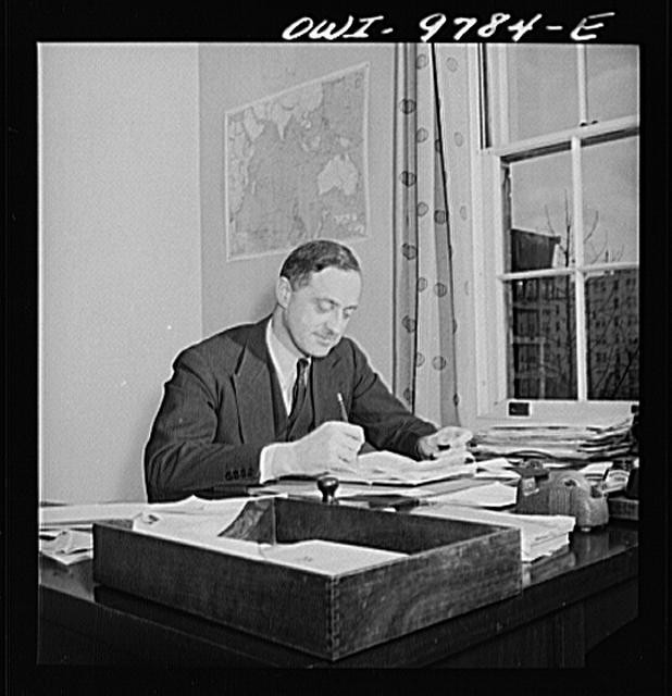 Photo:Washington DC Netherlands Legation Official Writing 1942