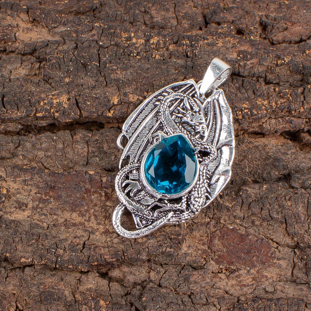 Natural Apatite Gemstone Pendant Boho 925 Sterling Silver Indian Jewelry