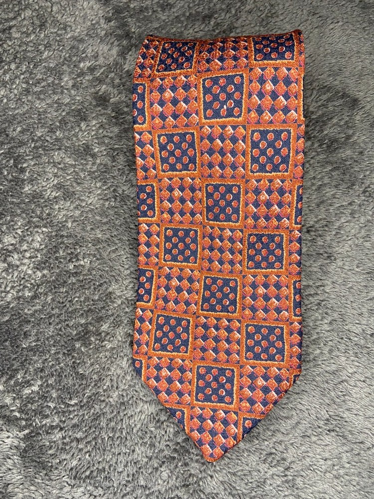 Ermenegildo Zegna Square & Dots Geometric Silk Neck Tie Made in Italy