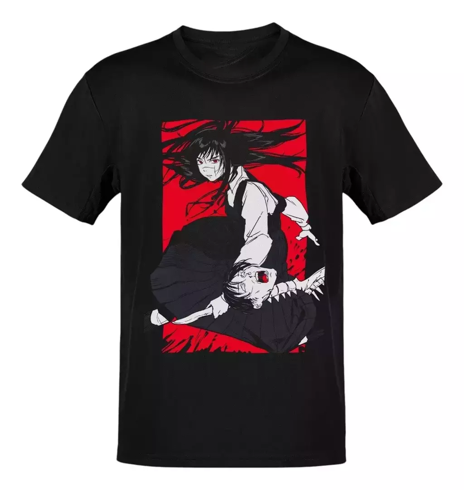 Anime Chainsaw Man Yoru Panel Rojo Gris T-Shirt Size S-5XL