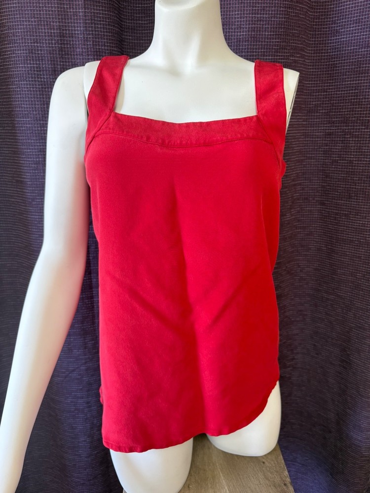 Escada Womens Blouse Top Sleeveless Shirt Size S Red 100% Silk