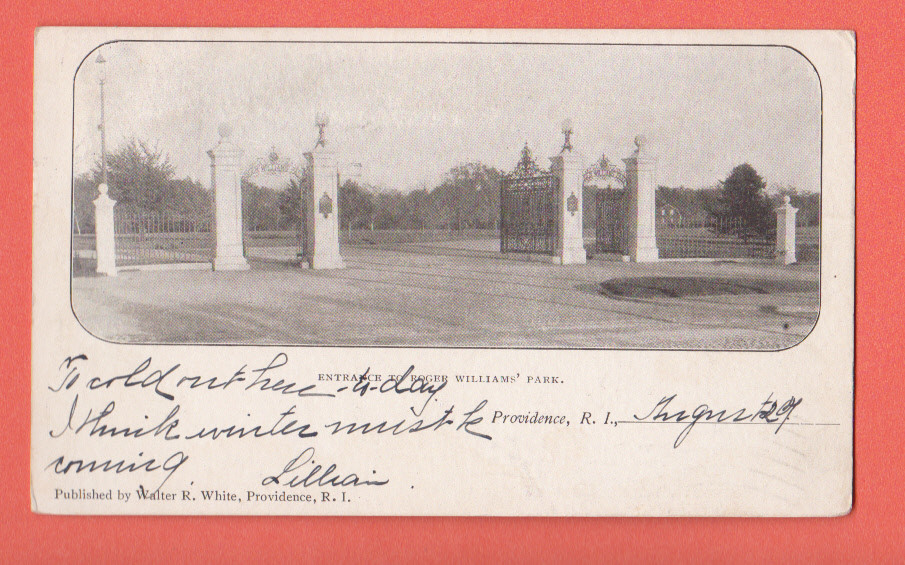 Rhode Island - Providence,Entrance To Roger Williams' Park Postcard Used 829