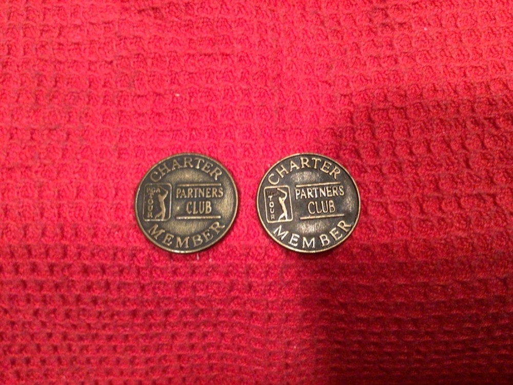 Lot of 2 PGA Tour Partners Club Charter Member Coin Token-FREE Shipping