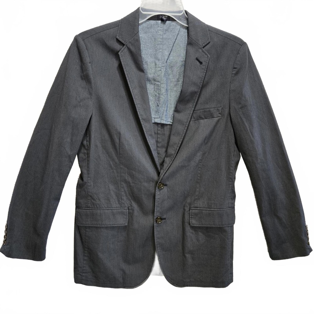 J Crew Unstructured Lightweight Men's Size S 100% Cotton Blazer Gray Pinstriped