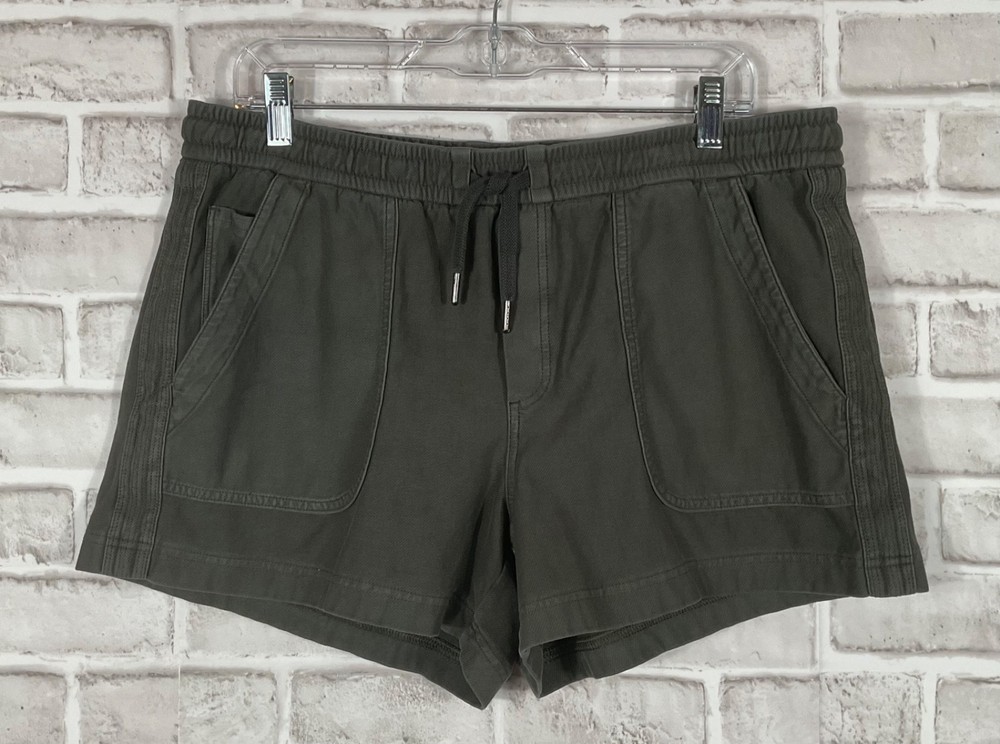Athleta Farallon Short Womens Size 14 Charcoal Midi Pockets Drawstring Gym